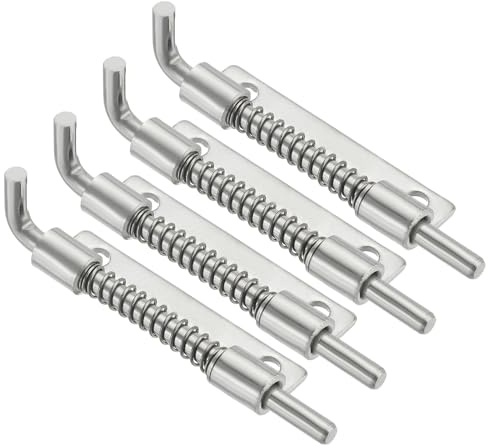 QUARKZMAN Perno Di Bloccaggio A Molla 3.35 x 0.69 Pollici, Perno A Molla Destro Per Antine Armadi Porte Rimorchi Cassapanche Cancelli In Acciaio Inox Argentato Confezione Da 4 | Perno A Molla Destro, Per Antine Armadi, Porte Rimorchi, Cassapanche, Cancelli
