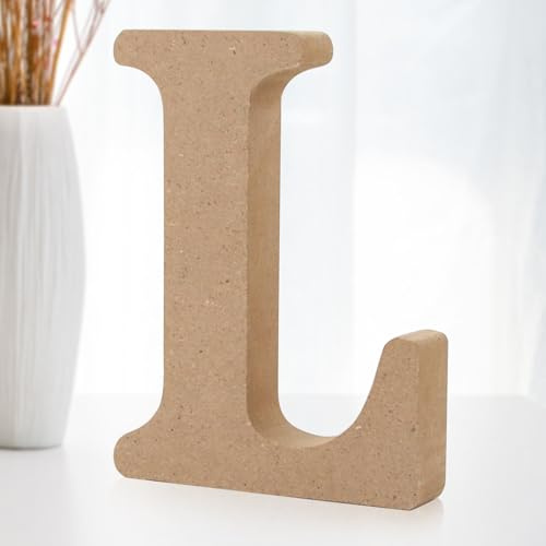 SilverChry Stehende Holzbuchstaben, Holzbuchstaben Deko - DIY Holz Buchstaben groß - Home Schriftzug, Unbehandelte Holzdekorationen für Zuhause, Wand, Party (L)