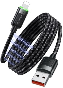 mcdodo Cable USB A a Lightning 3 A, magnético, autoenrollable, 1,2 m, cable de carga rápida de nailon y aluminio, cable de carga para iPhone 14, 13, 12, 11 Pro Max y iPad