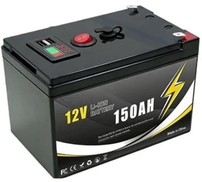 Batteria A Ciclo Profondo Al Litio LiFePO4 Da 12 V 200 Ah For Applicazioni Off-grid, Energia Solare, Ecoscandaglio, Illuminazione, Ruote Motrici BMS Integrato(12v 150Ah-charger)