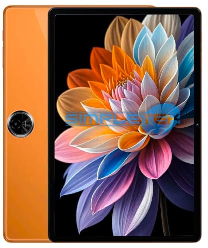 SIMPLETEK - Tablet 11 4G WiFi - 8GB 128GB - Android 16 Orange | IPS Display 90Hz,Octa Core,8300mAh,USB-C,Bluetooth 5.0,GPS,Face Unlock,Stereo Audio,microSD,18W, - Dual SIM