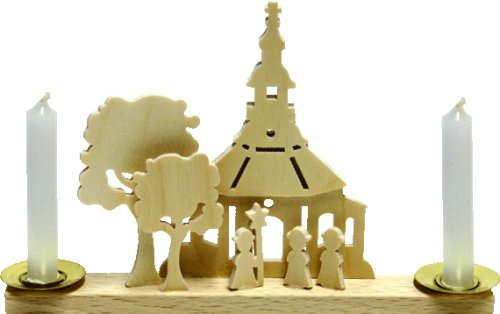 alles-meine.de GmbH Holz Bastelset 3-D - Kerzenhalter Kirche mit Sternsinger - Natur Weihnachten/zum selber basteln - Echt Erzgebirge - Handarbeit aus Deutschland - Deko für Ki..