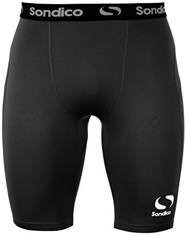 Sondico Mens Core 9 Shorts Baselayer Pants Bottoms Elasticated Waistband Black/White L
