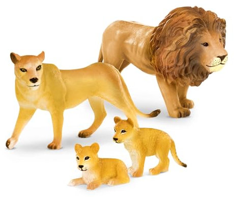 Terra by Battat - Famiglia Lion - Leone giocattolo - Figurina di leone - Famiglia Lion - Animali da safari - Animali della giungla
