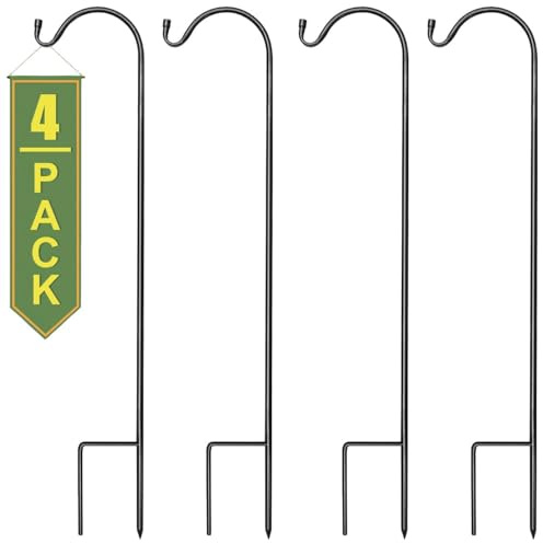 Sorbus® Shepherd's Hooks - Set of 4 Extendable Garden Planter Stakes for Bird Feeders, Outdoor Décor, Plants, Lights, Lanterns, Flower Baskets, and More! Heavy Duty - Up to 6.5 Lbs. (4 Pack)