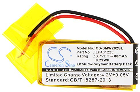 CS-SMW202SL Akku 80mAh Kompatibel mit [Sony] NWZ-W202, SBH80 Ersetzt LP401225