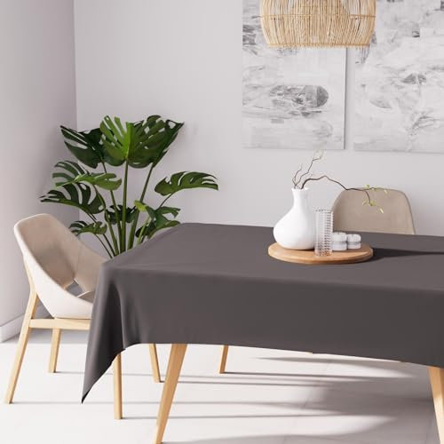 Soleil d'ocre Nappe Antitache Rechteck 160x270 cm Alix Anthrazit, Polyester, Grau