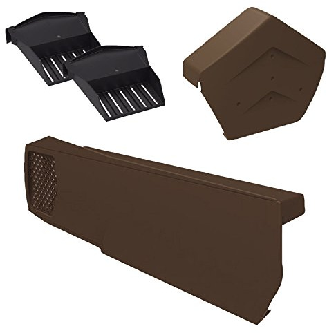 12 x Universal Brown Dry Verge Units, Angled Ridge Cap & 2 x Starter Closure Kits