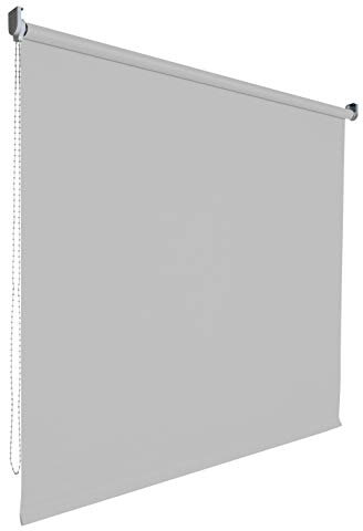 Kettenzugrollo Seitenzugrollo Tür Fenster Rollo Vorhang 14 Farben Breite 62 bis 202 cm Länge 180 cm lichtdurchlässig halbtransparent Metall Träger Wandmontage Deckenmontage (142 x 180 cm / Hellgrau)