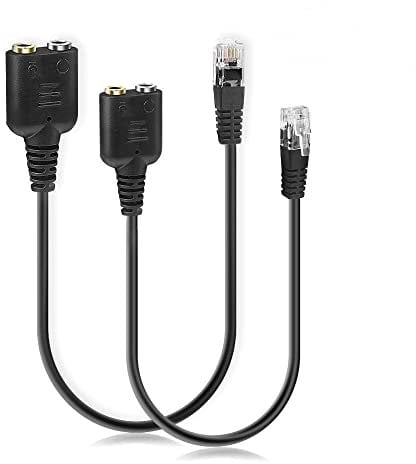 baolongking Headset Adapter RJ9 Male to 3.5mm Female Headset Phone MIC Audio Splitter Adapter Cable 2 Pack