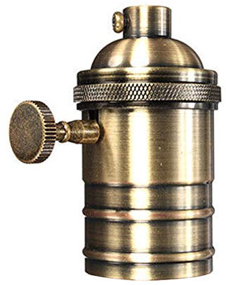 Retro-Lampenfassung, E26/E27, Antikes Kupfer, Messing, Edison-Lampenfassung mit An/Aus-Schalter, ES-Schraubschalter, Hängelampenfassung Retro Free Size Aeneous Messing