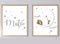 PrintsbyDM Set de 2 Posters Infantiles Personalizados para Enmarcar A4/21x29.7, Decoración de Nubes Luna y Osito Unisex