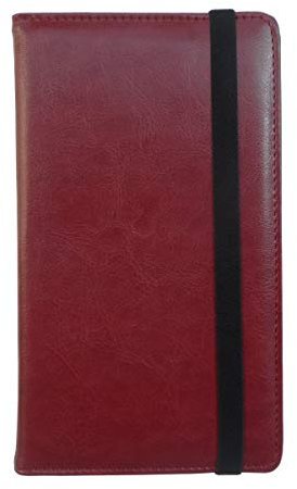 Enyuwlcm PU Leather Business Card Book Organizer Journal Name Card Book Holder with Elastic Closure Hold 240 Cards Wine Red