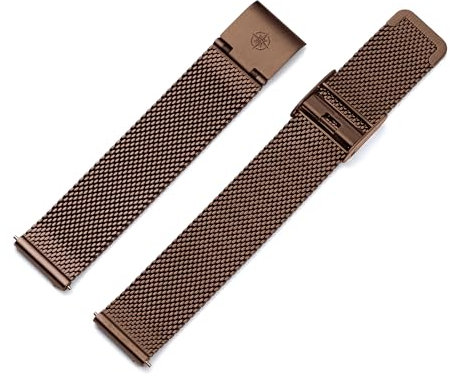 Kistanio 16 mm Milanaiseband aus Edelstahl Druckverschluss Meshband Mocca - ME-16-MO