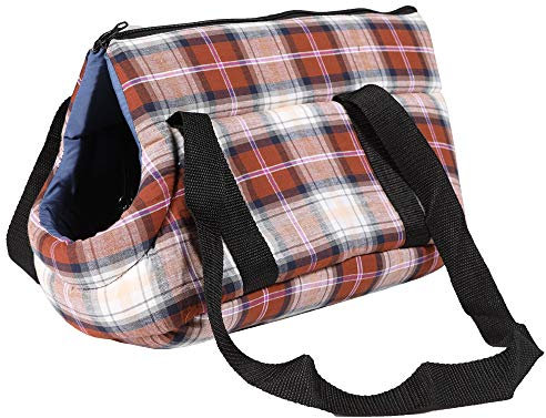 Hundetragetasche Größe S rot kariert Transporttasche für Hunde und Katzen Hundetasche Polyester strapazierfähig und hochwertig