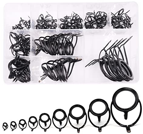 9KM DWLIFE Fishing Rod Eyes Repair Kit Ceramic Ring 10 Size Stainless Steel Fishing Rod Guide Building Supplies Replacement 50pcs