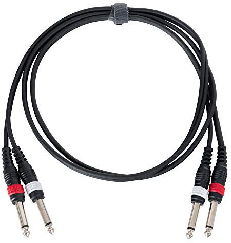 Pronomic J4J-1.5 Audiokabel - 2x 6,3 mm Mono-Klinke auf 2x 6,3 mm Mono-Klinke - Länge: 1,5 m - Flexibel und robust - Farblich markierte Stecker - Schwarz