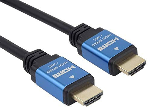 PremiumCord 4K Câble HDMI 2.0b Haute Vitesse M/M 18Gbps avec Ethernet, Compatible avec Vidéo 4K@60Hz, Deep Color, 3D, Arc, HDR, Dolby TrueHD, Connecteurs plaqués Or, Noir et Bleu, 2 m