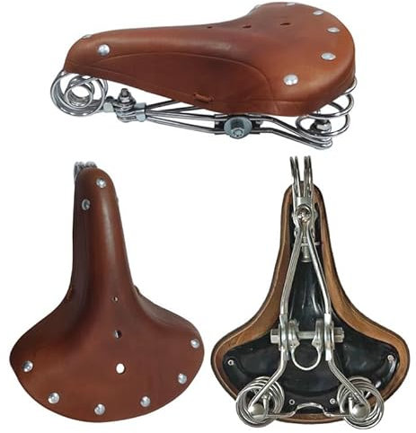 Fahrradsattel BGB-916 Hellbraun Ledersattel Retro Sattel Fahrradsitz Hollandrad gefedert