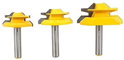 3pcs 6mm vástago 45 grados bloqueo Mitre Router Bit,Joint Router Bits Tenon Fresadora