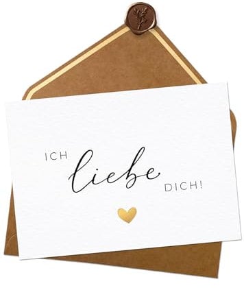 Joli Coon Ich liebe Dich Karte - Liebesgeschenke - A6 mit Naturkuvert und Wachssiegel