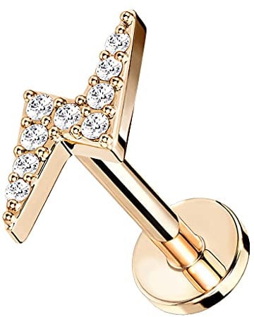 Piercingfaktor Piercing Chirurgenstahl Stecker Kristall Blitz Glitzer Kugeln Ohr Cartilage Tragus Helix Ohrpiercing Barbell Stab Knorpel 6mm Rosegold