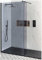 Milano Nero-Luna Black Recessed Frameless Wet Room Shower Enclosure with Smoked Glass Screen, Hinged Return Panel and Graphite Slate Effect Tray - 1400mm x 800mm