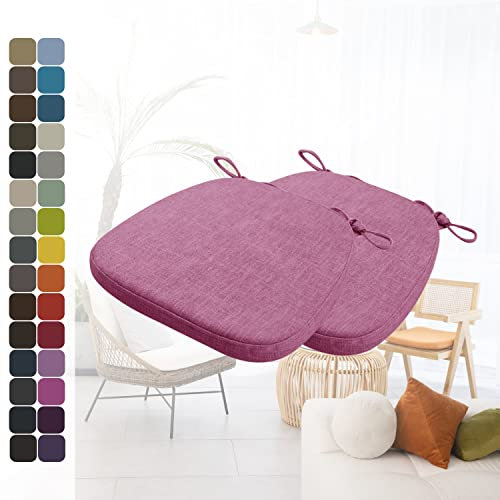 Kimgull 2er Set Stuhlkissen mit Bändern Bequeme Waschbare Rutschfestes Sitzkissen Ideal für zu Hause und Gartendekoration, viele Farben und Größen zur Auswahl (40x38x5CM Violett)