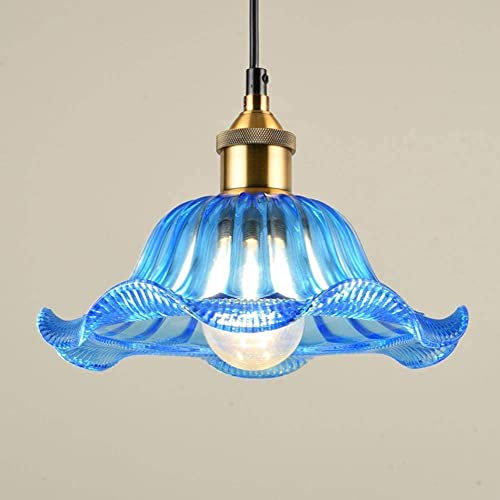 WJFMZS Lámpara de araña de cristal retro nórdica hecha a mano, decoración bohemia oriental árabe, luz de cristal sucia, pantalla de lámpara rizada industrial LED con soporte de cobre para taberna, bib