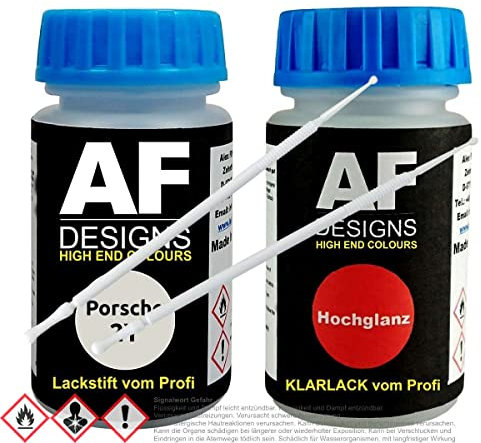 Alex Flittner Designs Lackstift Set für Porsche 2Y Gletscherweiss Perl Klarlack Lacktupfer Autolack
