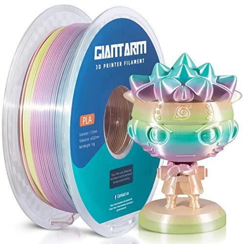 GIANTARM Silk PLA Filament 1.75mm, 3D Drucker Filament PLA 1kg Spule, Silk Regenbogen