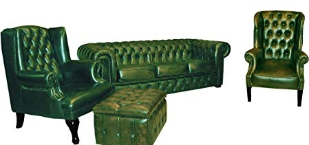 jvmoebel Chesterfield Sofagarnitur Sofa Couch Polster Sitz Set 2X Ohrensessel 3 Sitzer