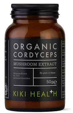 KIKI Health Organic Cordyceps Mushroom Powder Extract | Immune Support & 100% Fruiting Bodies | 30% Beta-Glucan Rich Polysaccharides | Vegan | Full-Spectrum Mushroom Extract S upplement- 50g