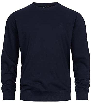 Indicode Herren Holt Sweatshirt aus Baumwollmischung mit RIPP-Bündchen | Bequeme aus Baumwollmix mit Rippbündchen, Freizeitpullover, Basic Pullover, Rundhalspullover für Männer