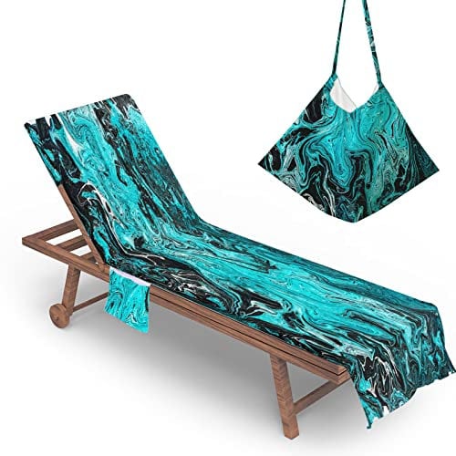 Surwin Ölgemälde Schonbezug Für Gartenliege Sommer Strandliegenauflage Frottee Liegenauflage Stuhl Strandtuch Sun Lounger Bezug mit Tasche Sporthandtuch für Garten Schwimmen (75x210cm,Fließfarbe)
