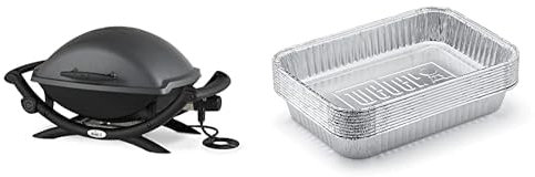 WEBER Barbecue électrique Q2400 Dark Grey & 6415 Lèchefrites Barquette Aluminium - Lot de 10