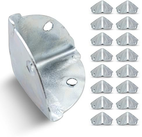 DOJA Barcelona | Metall-Kantenschutz | 16er Pack | Eckenschutz | 36x36x36mm | Zink verzinkt | für Baby-Eckschützer, Möbel-Kantenschutz, Tisch-Eckbeschlag, Box, Tischkantenschutz Baby, Winkelprofil