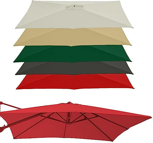 Tela De Repuesto Para Toldo De Sombrilla De 2m Con 4 Varillas - Cubierta De Repuesto Para Sombrilla De Brazo Lateral, Protección UV Y Resistente Al Agua (Solo Toldo)(Color:Gris)