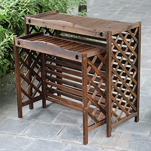 Pantalla de valla de privacidad para aire acondicionado, valla de persianas de madera maciza, pantalla exterior de privacidad, paneles de celosía para ocultar la unidad de aire acondicionado exterior