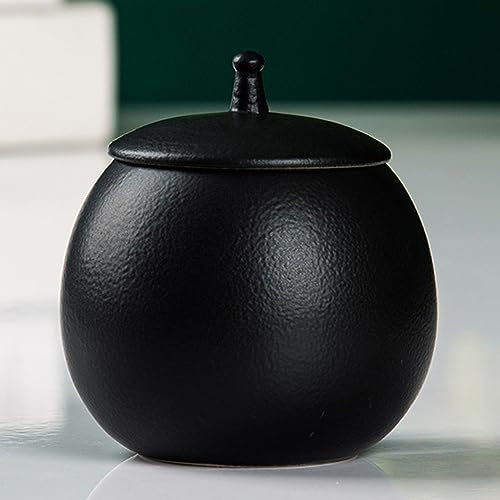 BradOc Boîte à sucre en céramique Avec Couvercle, Thé en céramique Café Sucre Bidon Pour Café Bar, Boîtes à sucre en farine Set Pour La Cuisine, Verres à café Avec Couvercle Hermétique,Noir