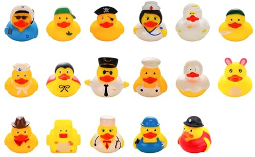 17 Stück Gummi-Bade-Enten-Spielzeug, Bunte Gummi-Enten für Jeep Ducking Float Bath, niedliche Bade-Enten-Spielzeug für Babyparty, Geburtstagsparty-Zubehör
