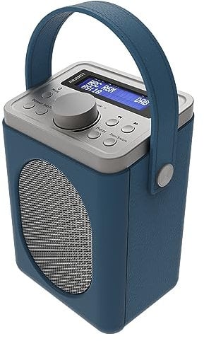 Portable DAB+ Radio with Bluetooth | 15 Hour Battery Playback and Mains Powered | Dual Alarm & Snooze Function | 20+ Presets, LED Display, FM, Headphone Jack | MAJORITY Little Shelford (Blue + Grey)