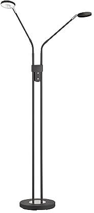 FHL easy! | Stehleuchte, Luna | 2x LED max. 6 Watt | mit Taster getrennt stufenlos dimmbar | Lichtfarbe stufenlos einstellbar | (sandschwarz/chromfarben)