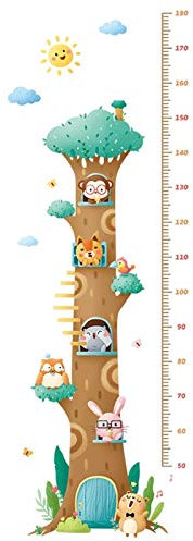 Wandaufkleber mit Messlatte, Höhenaufkleber, Wandaufkleber mit Wachstumstabelle for Tiere, Wandlineal for Jungen und Mädchen, Schlafzimmer, Kinderzimmer, Dekoration (Farbe: Baumhaus) (Farbe: Giraffe)
