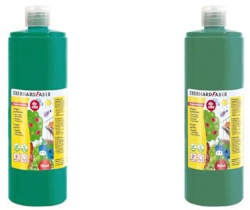 Eberhard Faber 578958 - EFA Color Fingerfarbe in der Flasche, Farbe kobaltgrün, Inhalt 750 ml, schnelltrocknend und auswaschbar, zum Mischen und für kreativen Malspaß (Packung mit 2)