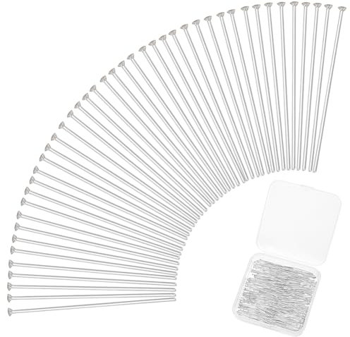 PH PandaHall 400 Stück Flachkopfstifte 35 mm (1.3 Zoll) 304 Edelstahl Schmuckherstellungsnadeln Kopfnadel 22 Gauge Biegbare Nadeln Für Perlen Ohrringe Armbänder Halsketten Schmuck Kopf 1.4mm