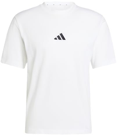 adidas Uomo Essentials Small Logo Single Jersey Tee, White/Black, XL