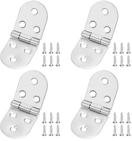 Bisagras Plegables de 180 Grados, 4 Piezas Bisagra Abatible de Borde Redondo de Aleación de Zinc, Flip Bisagra de Puerta con Tornillos para Mesa Plegable, Armario, Caja de Madera, Muebles