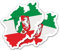 Finest Folia 2er Set Länder Silhouetten Aufkleber Länderaufkleber Bundesland Flagge Sticker für Auto Fahrrad Motorrad Modellblau selbstklebend wetterfest R215 (39 Nordrhein-Westfalen)