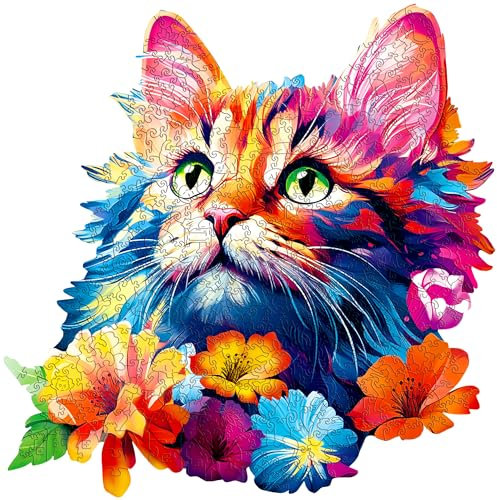 ESC WELT Holzpuzzle Katze 500 Teile - Anspruchsvolles Denkspiel für Kinder & Erwachsene - Umweltfreundliches & Unterhaltsames Lernspielzeug - Herausforderndes Spiel - Denkspiel aus Holz